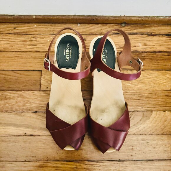 Swedish Hasbeen Merci Strap Clog Sandal In Bordeaux  Burgundy Size 38 Size 7.5 - Picture 5 of 7
